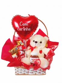 Cesta chocolate e urso 