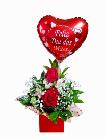Arranjo de rosas Feliz dia das mães