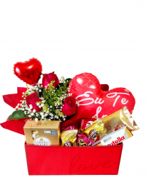 Cesta chocolate & rosas