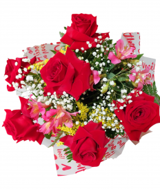 Buque com 6 rosas importadas